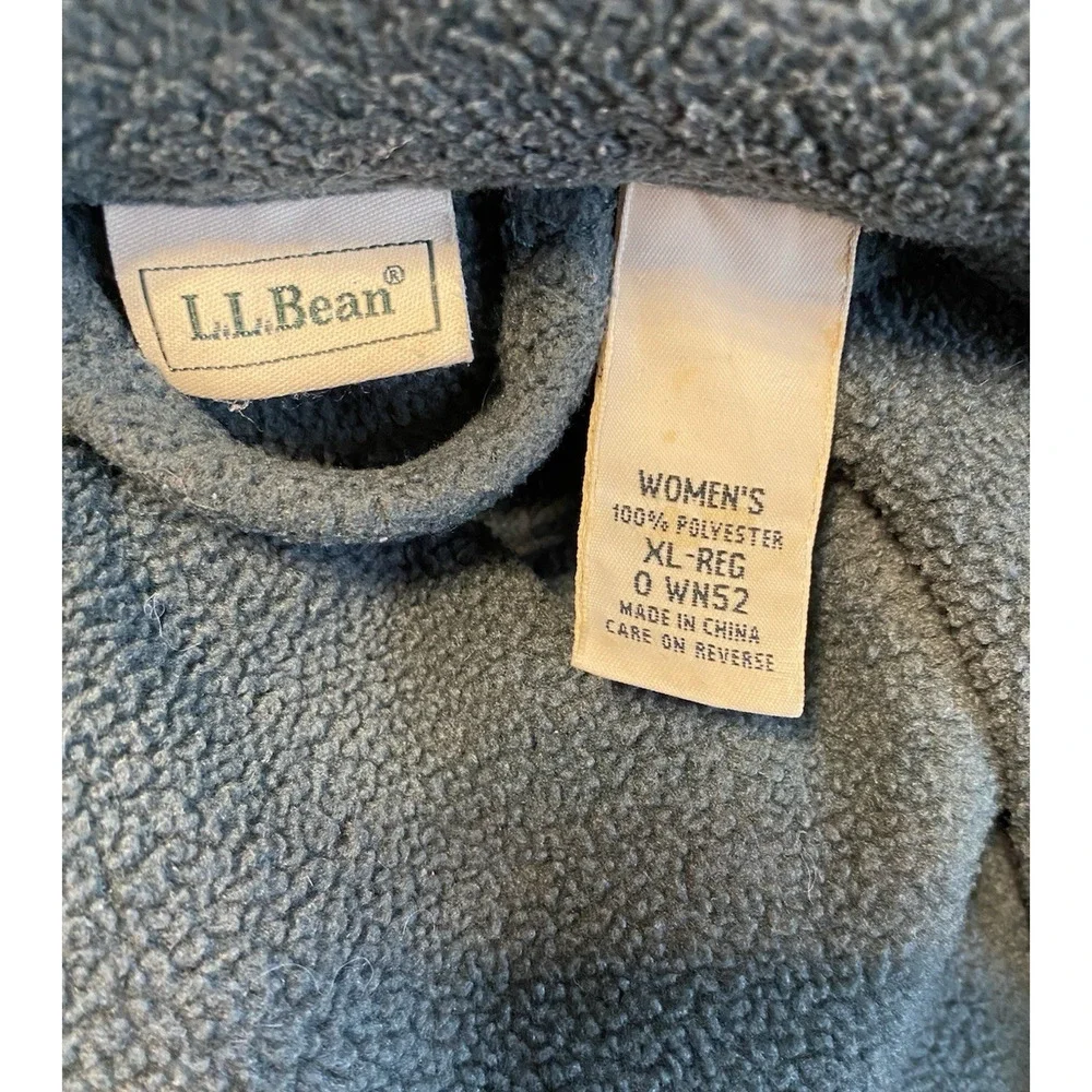 LL Bean Women Size XL Cozy Fleece Robe Full Zip Longline Casual Green House Coat